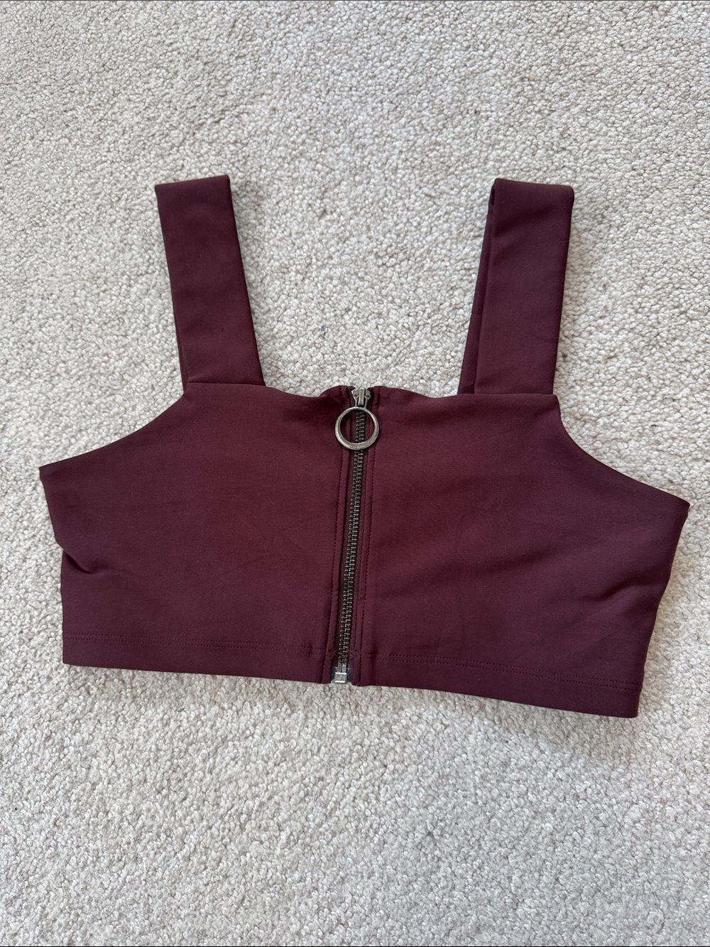 alo Yoga Front Zip Fast Bra Maroon/Burgundy Size S